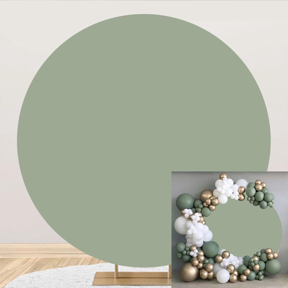 Achtergrond, saliegroen, 220 cm, eenvoudige cirkel, pure achtergrond, fotoachtergrond, afdekking voor kinderen, meisjes, verjaardag, bruiloftsdecoratie (zonder boog), kinderen, studio