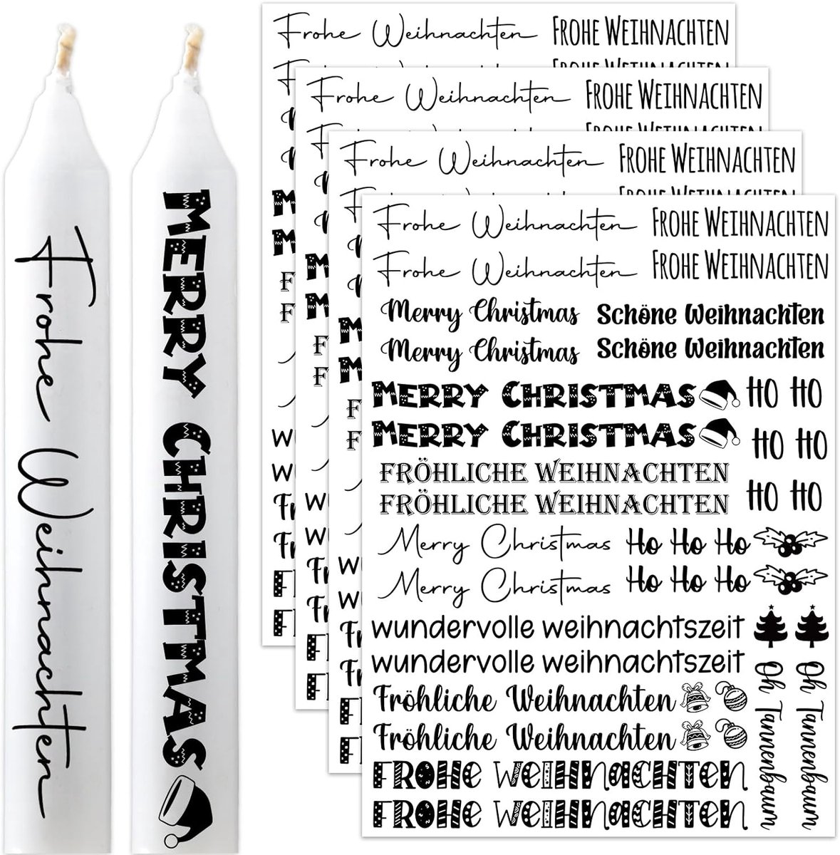 4 Kaarsentattoos voor Kerstmis, Kaarsen Tattoo, Waterschuiffolie, Kaarsen Stickers, Kaarsentattoos Advent Spreuken Vrolijk Kerstfeest Voor Adventskaarsen
