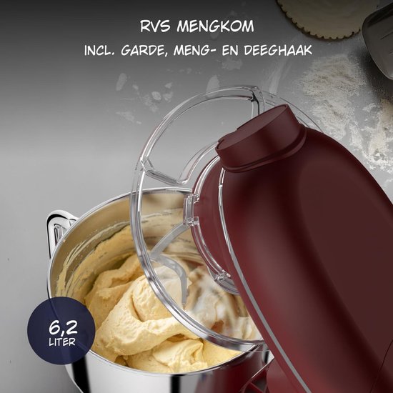 Kavo Deegmachine - Mixer met Kneedhaak - Kneedmachine - Rood - 38cm x 32cm x 24cm van Kavo — afbeelding 3