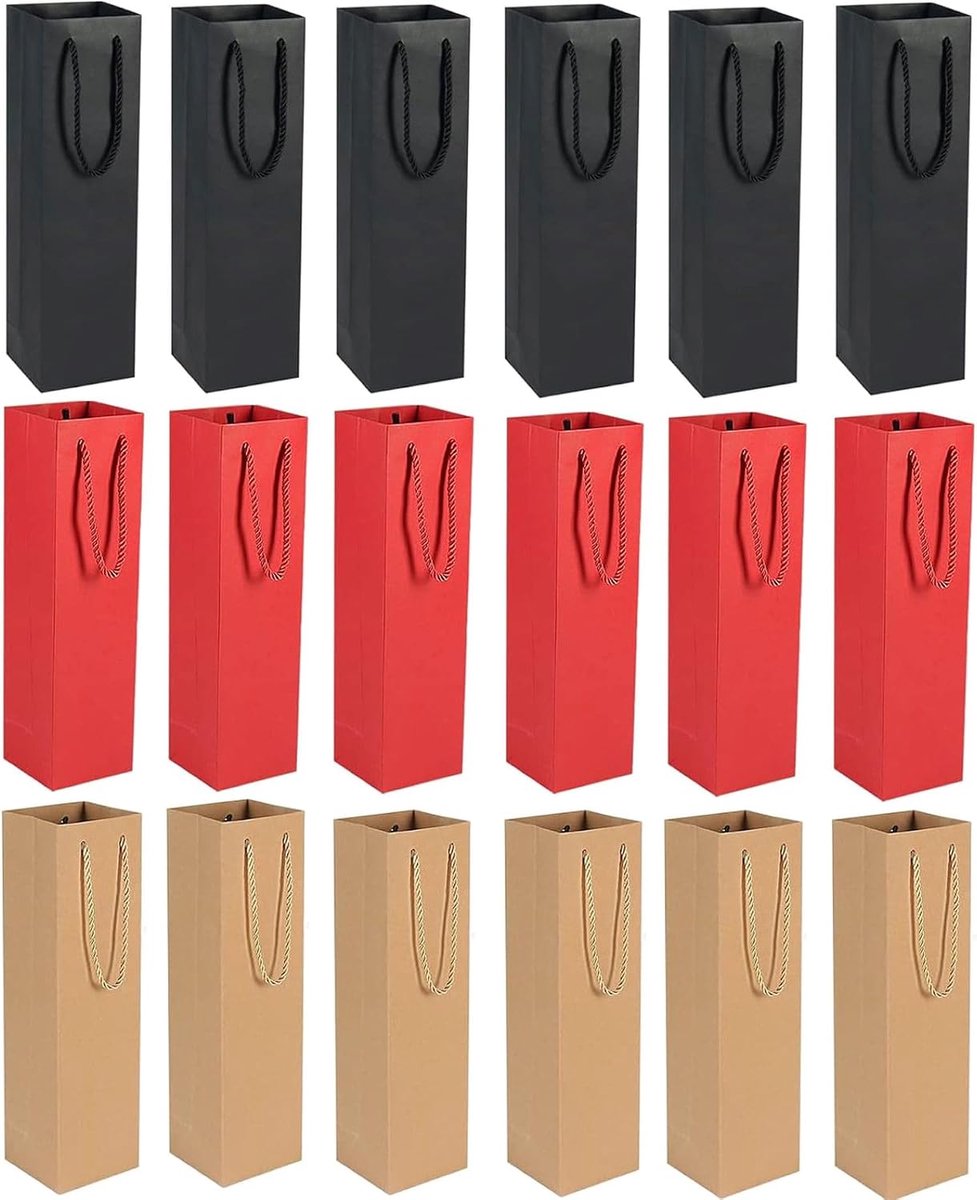 18 stuks, geschenkzakjes voor wijn, wijnfleszakjes van kraftpapier, afzonderlijke fles, wijntas voor Kerstmis, jubileum, verjaardag, bruiloft en feest