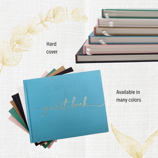 Premium gastenboek voor bruiloft, 120 pagina's premium papier, dik papier, het drukt niet door, vintage stijl, met gouden titel, ideaal voor bruiloften, jubilea, verjaardagen (zwart) — afbeelding 2