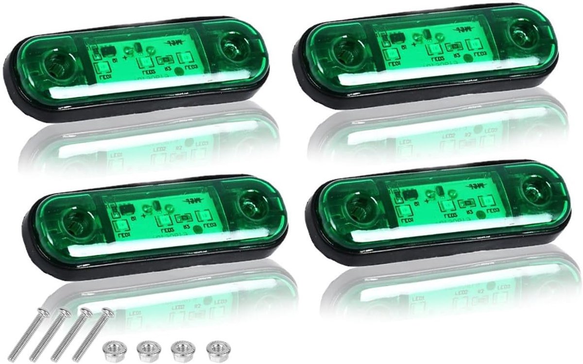 Zijmarkeringslichten met 3 leds, 12 V-24 V, universele zijknipperlichten, IP65 waterdicht, voor en achter, voor vrachtwagen, camper, caravan (4 stuks)