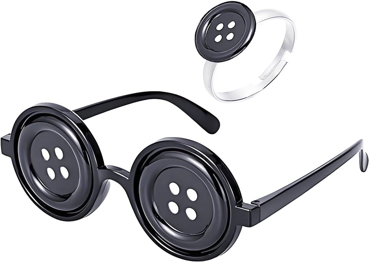 Ring Knop Ogen Bril Anime Sieraden Accessoires voor Halloween Kostuum Cosplay Film Rekwisieten Jurk 2 Stuks