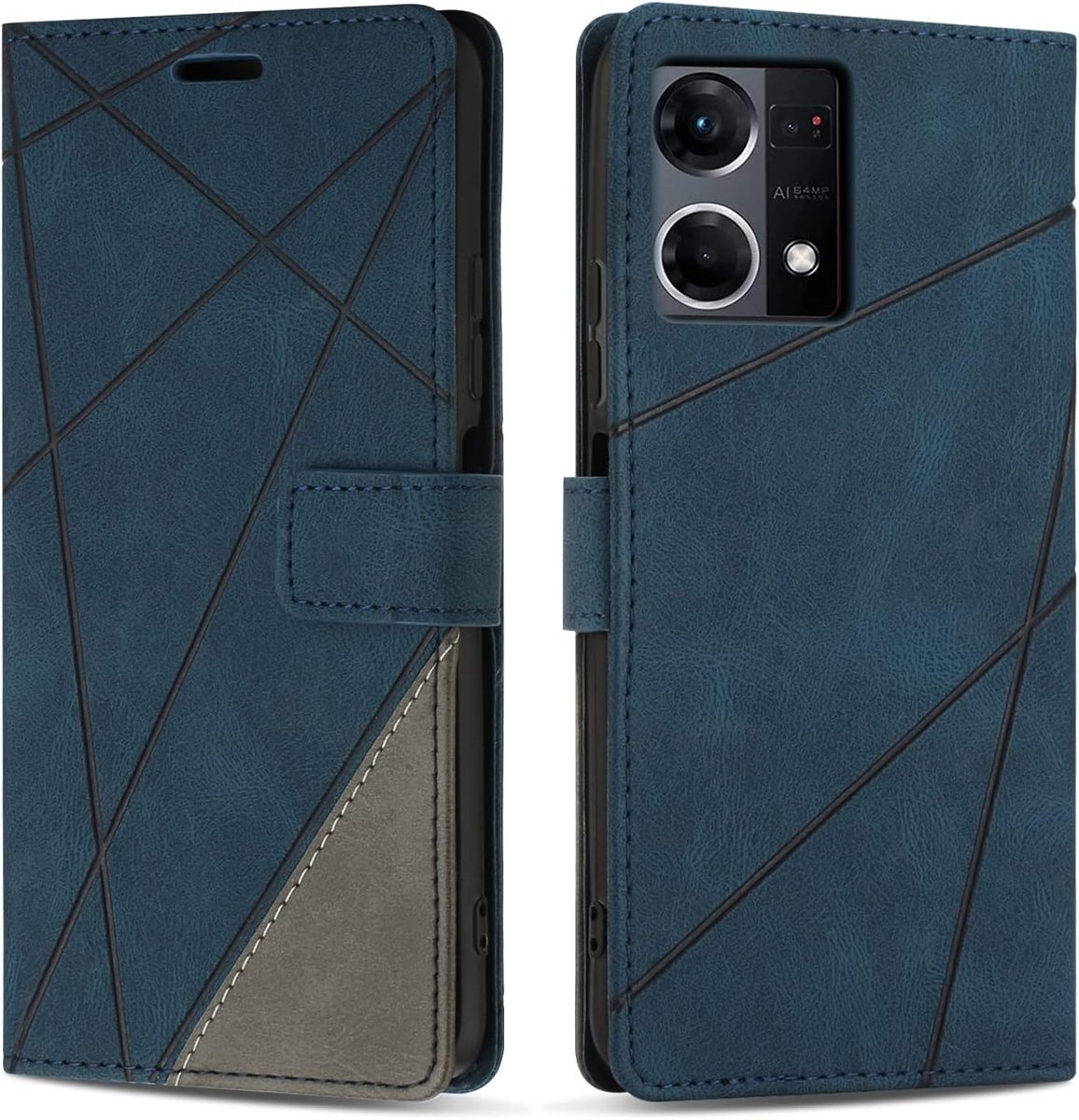 Hoesje voor OPPO Reno 7 4G/ F21 Pro 4G/ Reno 8 4G/ F21S Pro 4G, Premium Lederen Portemonnee Beschermhoes Telefoonhoesjes met Kaartenvakken Beschermhoesje voor OPPO Reno 7 4G / F21 Pro 4G, Blauw