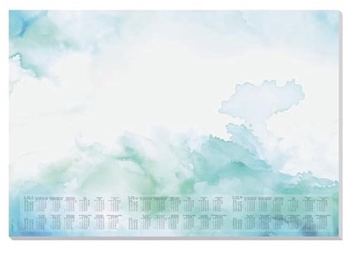 Papieren bureauonderlegger A2 met kalender voor 3 jaar - Watercolor Sea - Duurzaam papier