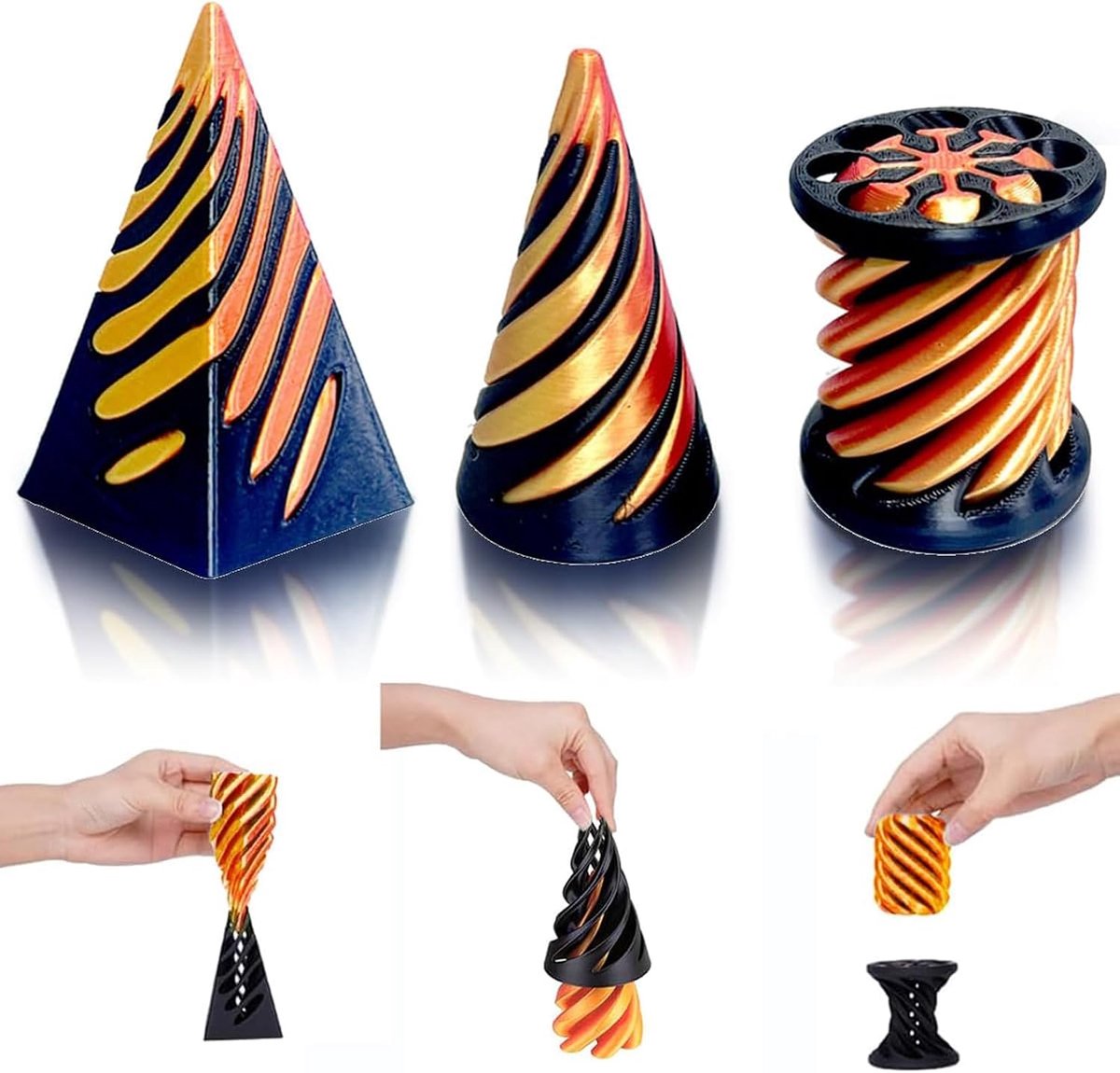 Cone Spiraal-speelgoed, 3D-geprinte spiraal-kegel, piramidefidget-speelgoed voor kinderen en volwassenen