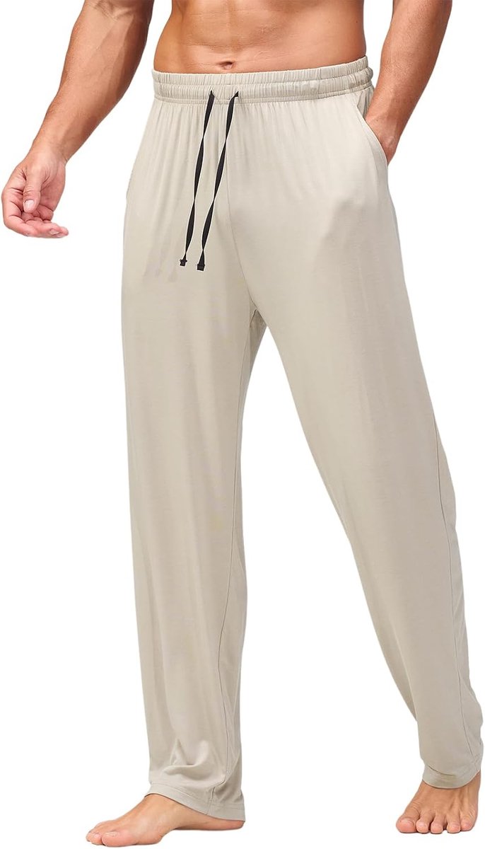 Coulee Pyjamabroek voor heren, lange lichte pyjamabroek, ademende vrijetijdsbroek, zachte relaxbroek met zakken