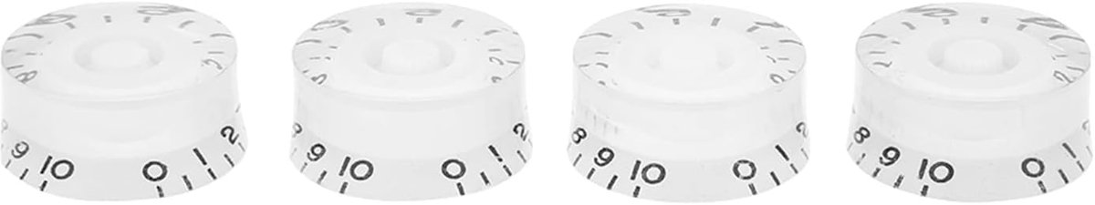 Elektrische Gitaren, Set van 4 Reserveknoppen met Gekleurde Schaalverdeling, Robuust Materiaal, Aangenaam Gevoel voor Gitaristen (Witte knop met zwarte letters)
