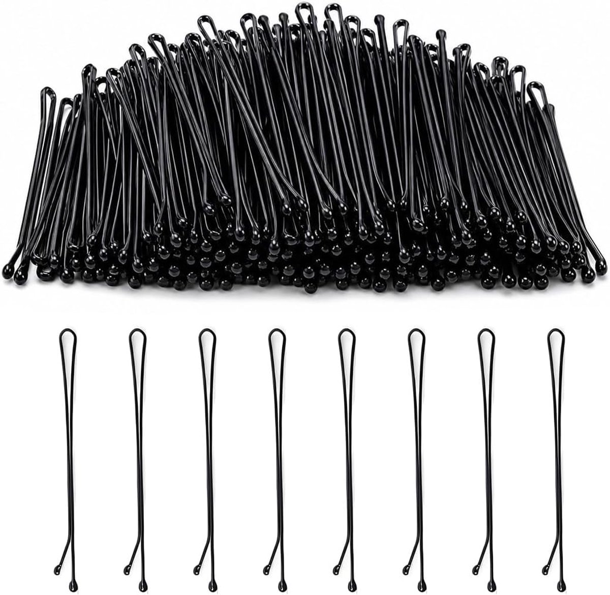 Haarspelden, 5,5 cm, bobby pins, van metaal, zwart, voor dames en meisjes, antislip haarspelden voor knot en styling, haarspelden, accessoires