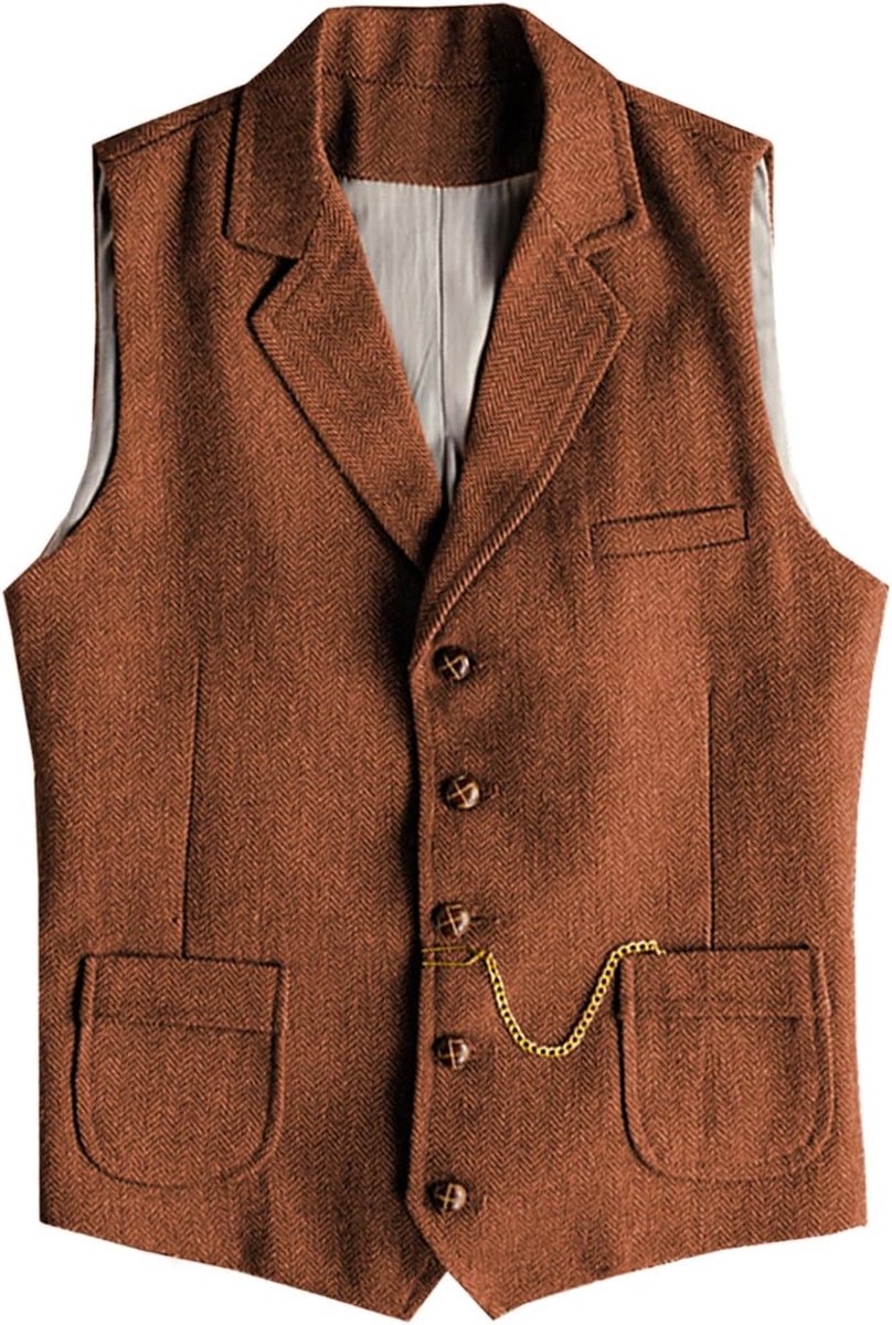 Herringbone Tweed herenpak, vest, wol, slim fit, vest, wol