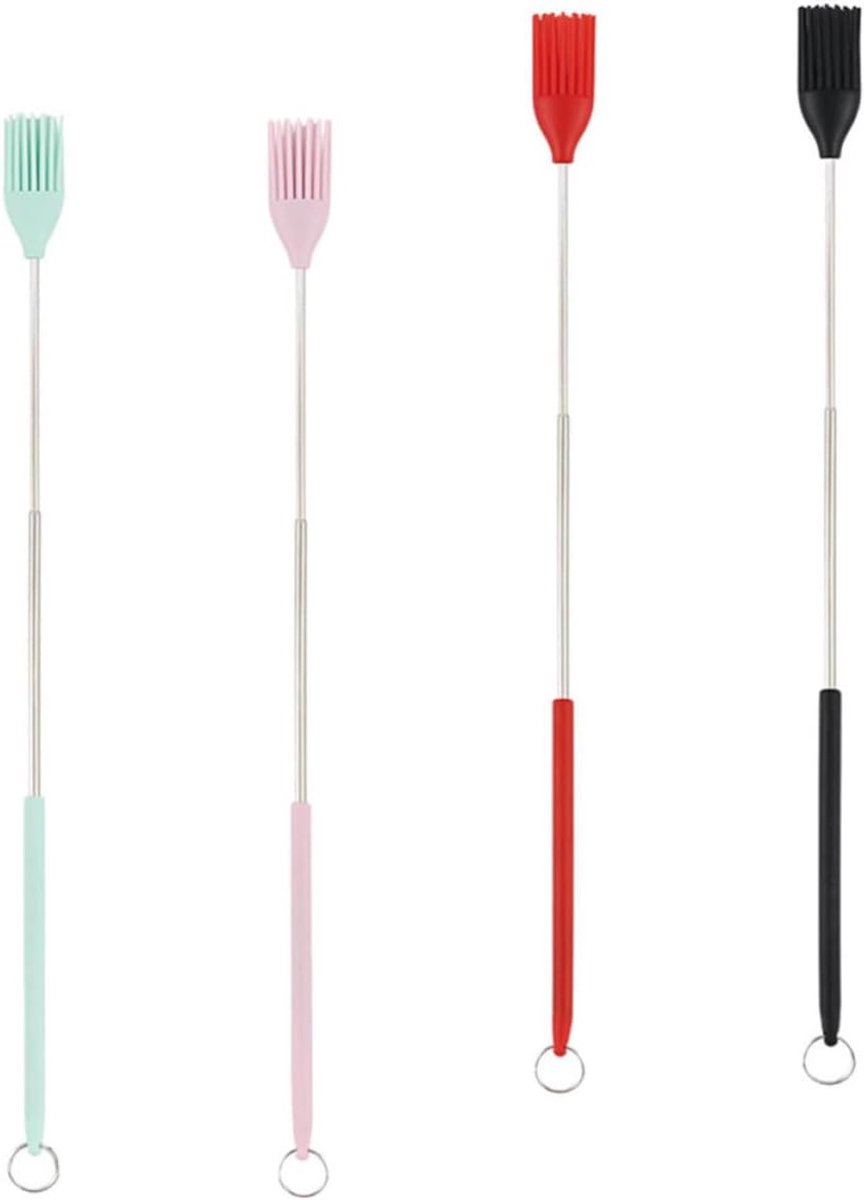 4 Stuks Delige Siliconen Bakkwasten voor Bakken Barbecueën Hittebestendig Kleine Maat voor Gelijkmatig Aanbrengen van met Ophanggat voor Eenvoudige Opslag