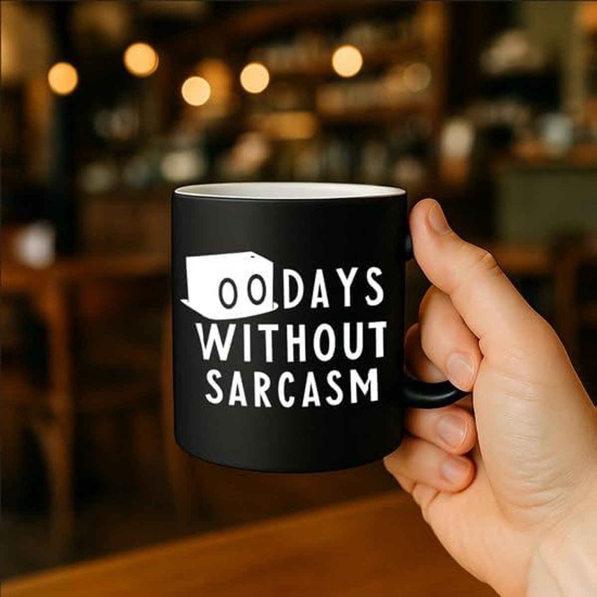 0 Days Without Sarcasm Black Magic Mok – 330 ml – Grappige Sarcastische Quote Koffiemok