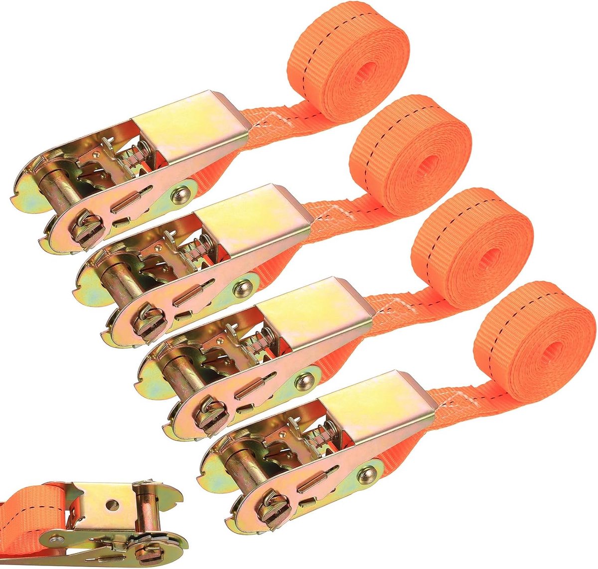 Spanbanden met ratel, 2 m x 25 mm, sjorbanden met ratel, sjorbanden, weerbestendig, voor bagagedrager, motorfiets, auto, camping, transport