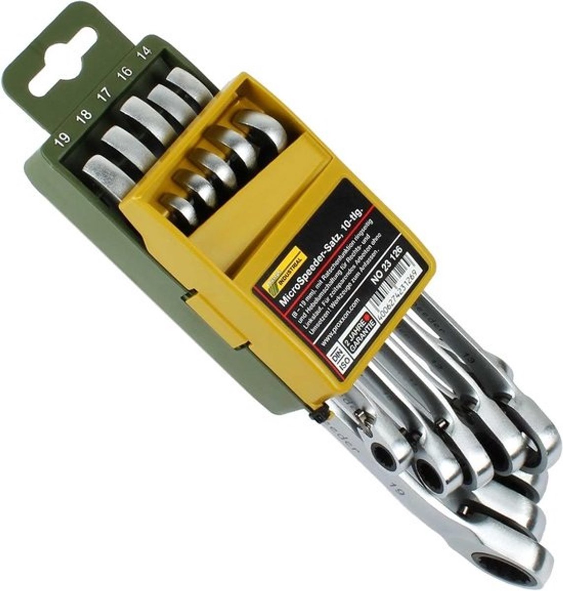 Ratel Sleutelset - Dopsleutel Set - Tijdbesparend Werken - Extra Lange Uitvoering - 8-19 mm - Grijs