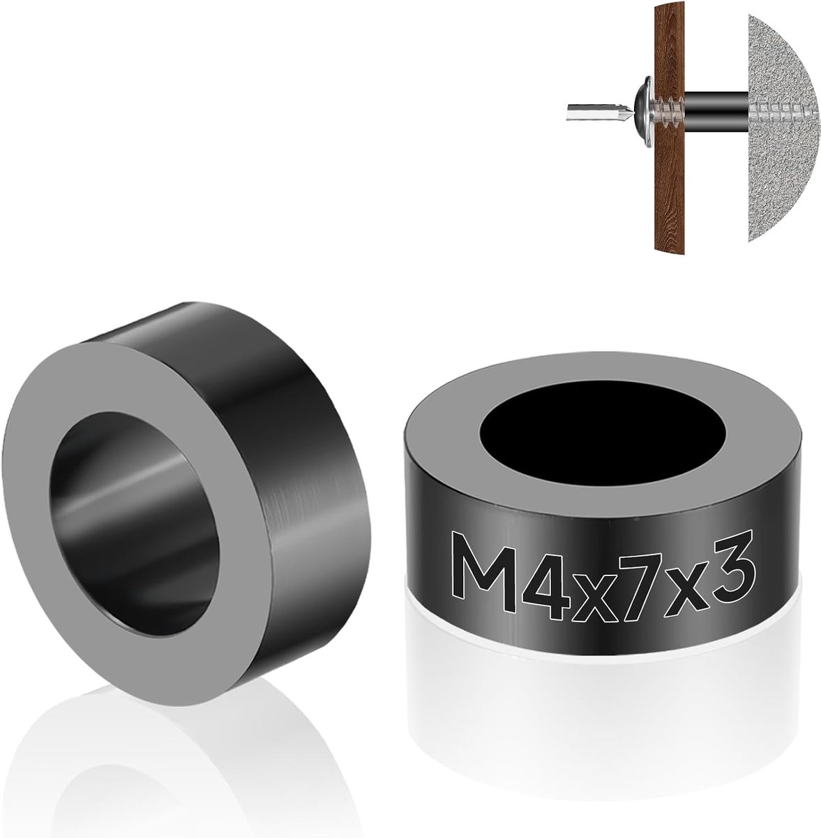 120 stuks afstandhouders kunststof, M4 x 7 x 3 mm, premium ABS-afstandhouders, voor elektronische montage, afstandshulzen, functie, sluitringen, kunststof, tegen kortsluiting, zwart