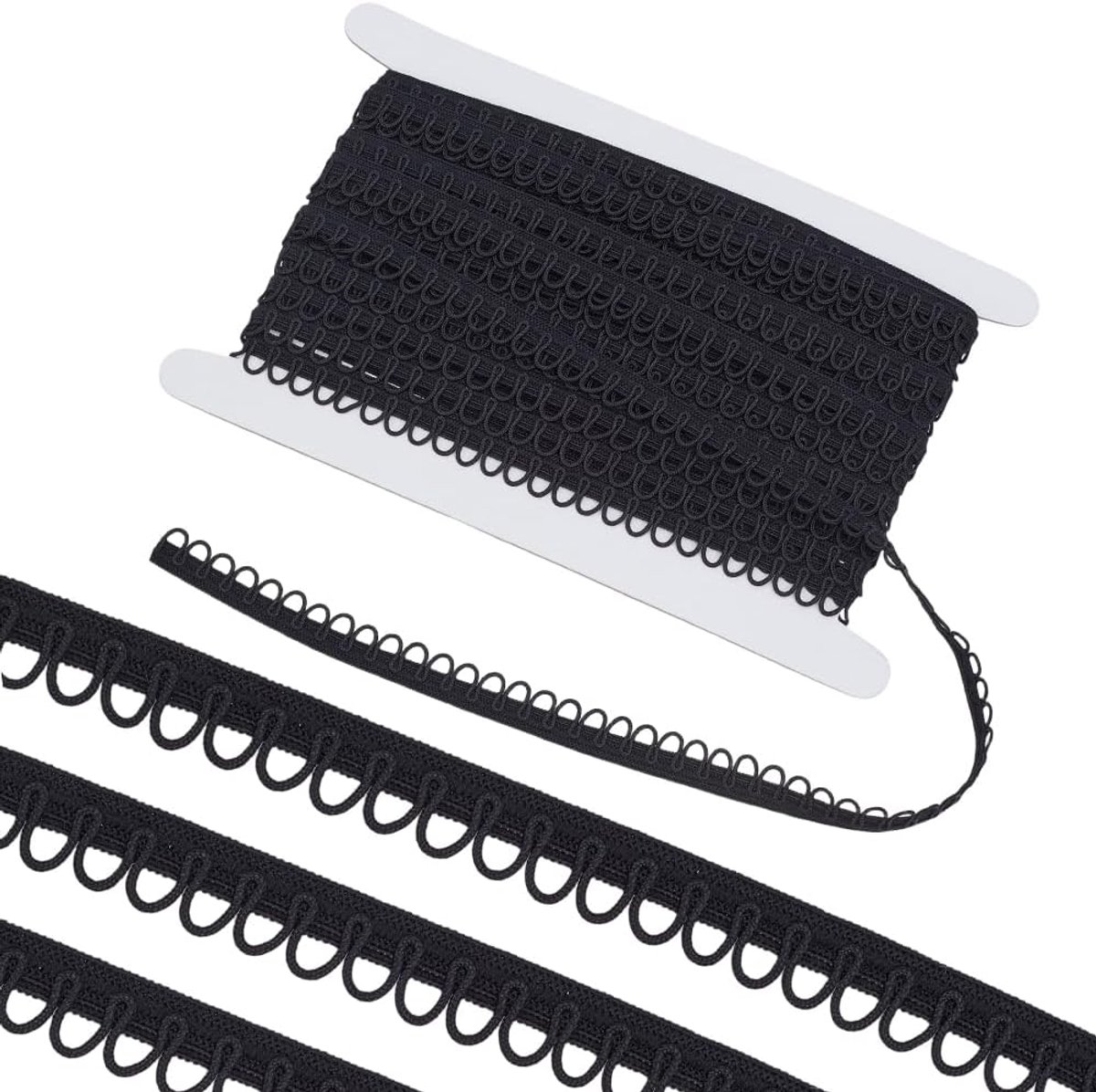 10M 14 mm zwart nylon knoopsgatlint Gimp-band Elastische korsetknoopsgaten Kantbanden Stofbekleding voor naaien Kostuum maken Bruiloft Bruidsjuwelen Ambachten