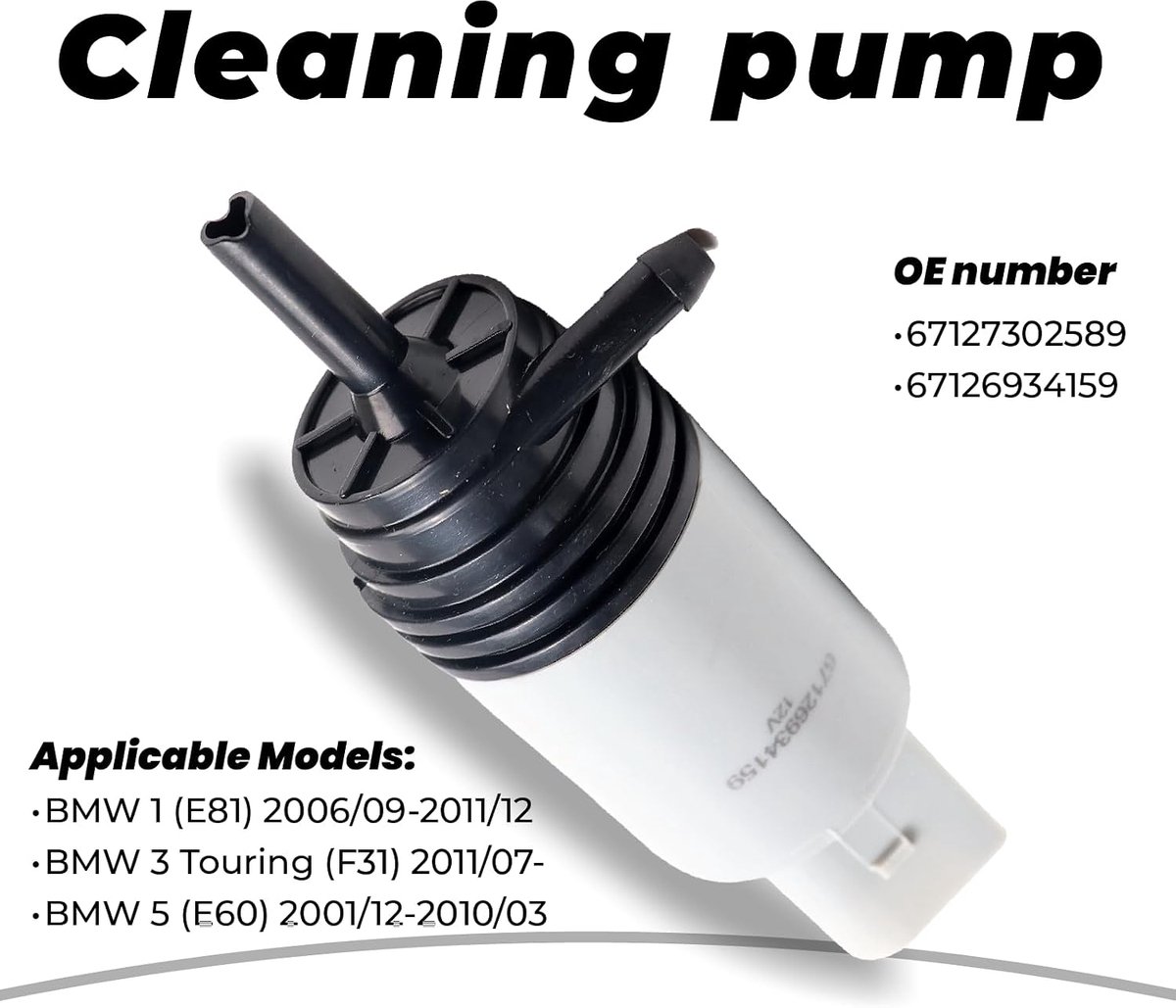 Ruitensproeierpomp voor E90 E91 F11 F20 F31 X1 X3 X5 X6 Waswater Autopomp Ruitensproeierpomp voor Koplampreinigingssysteem 67127302589 67126934159