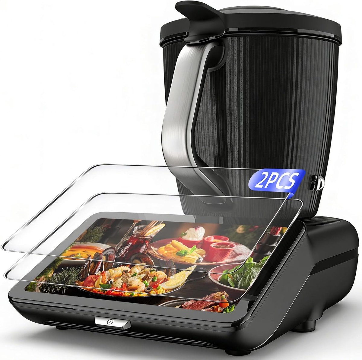 Compatibel met Vorwerk Thermomix TM7, 9H Gehard Glas Schermbeschermer, Hitte- en Dampbestendig, AccessoireTM7 Ultra Transparant, Krasbestendig (2 Stuks)