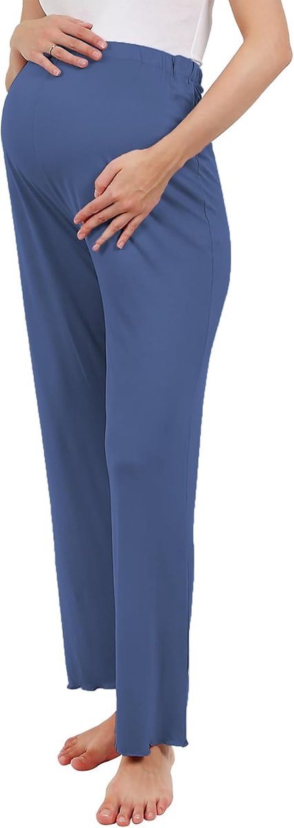 Zwangerschapsbroek voor dames, met verstelbare tailleband, effen, zwangerschapspyjamabroek, lounge-broek