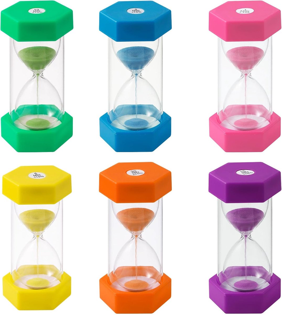 Zandloper - Set van 6 - PVC - Kindveilig