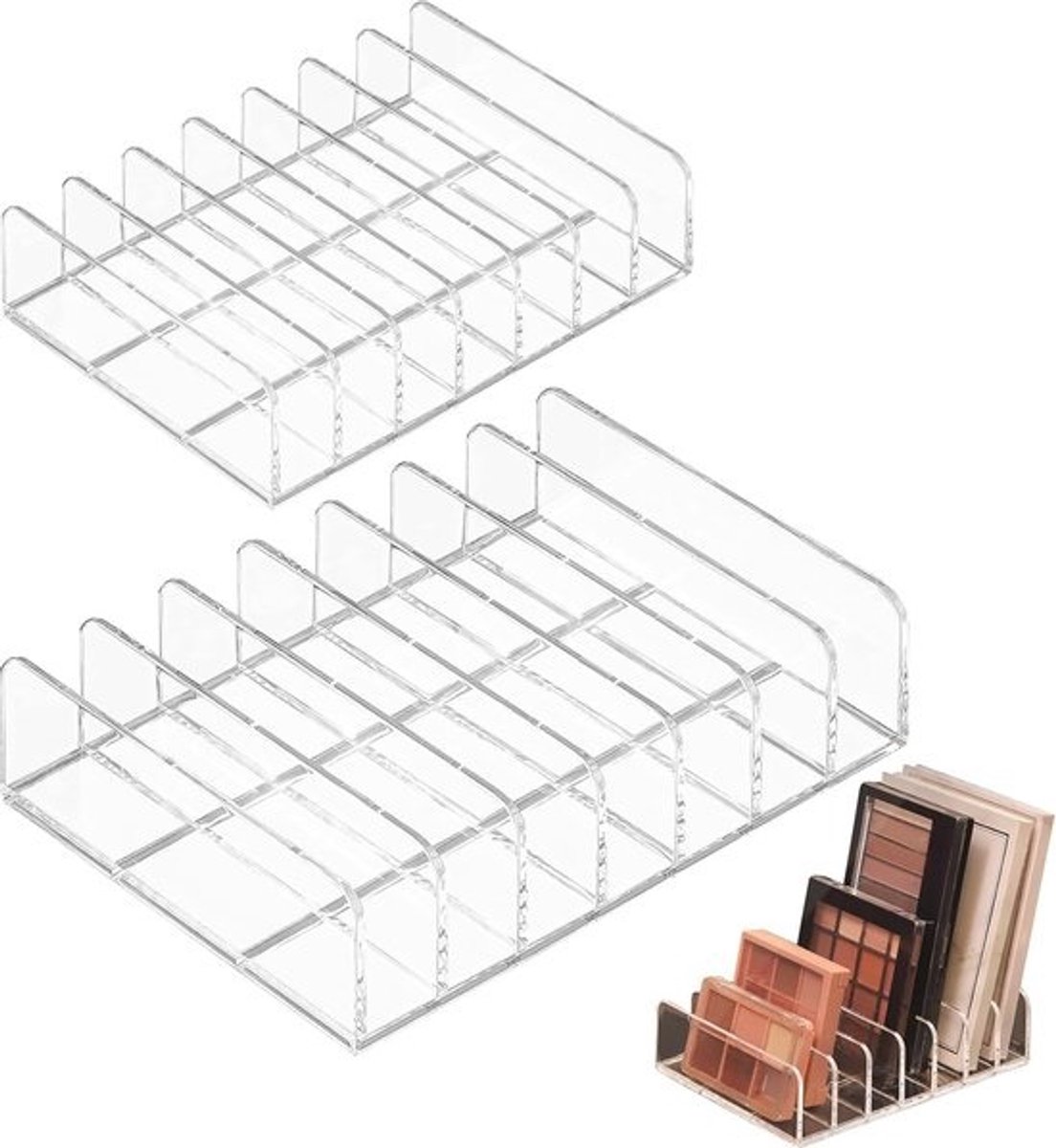 Cosmetica organizer 2 stuks voor oogschaduw met 7 sleuven - Transparante make-up pallet houder