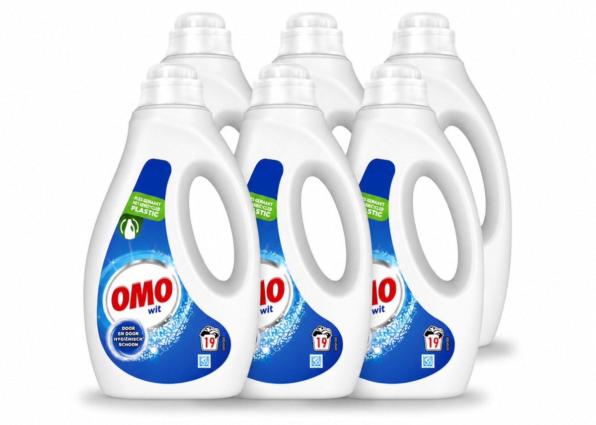 6 x OMO – Vloeibaar Wasmiddel – Wit – 19 Wasbeurten – 950 ml - Voordeelverpakking - 6 stuks