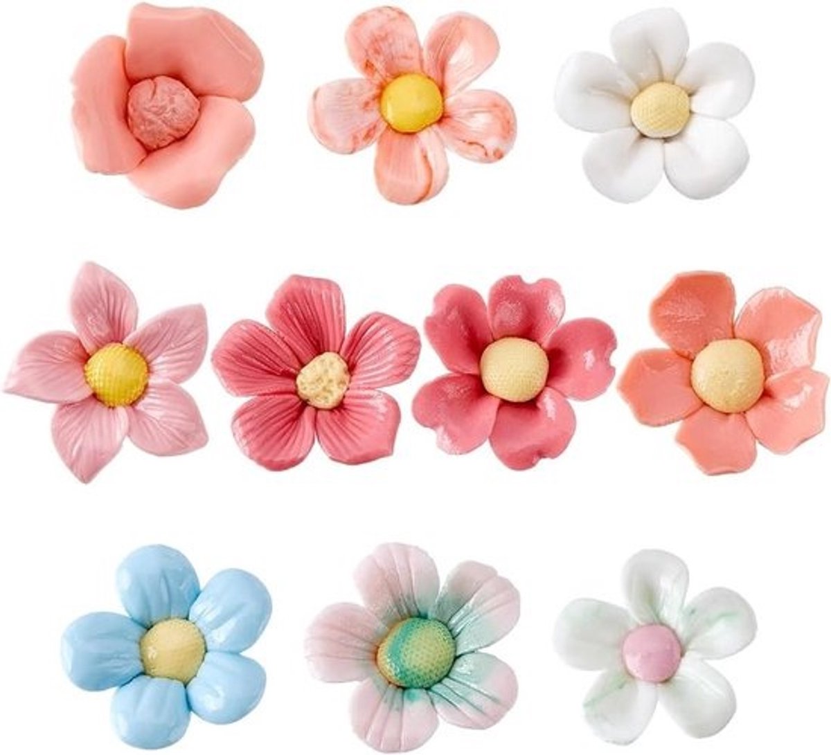 10 stuks 3D bloem keramische tegels - kleurrijke mozaïektegels voor woonkamer, eettafel en thuisdecoratie - handgemaakt porselein voor vazen en ambachten
