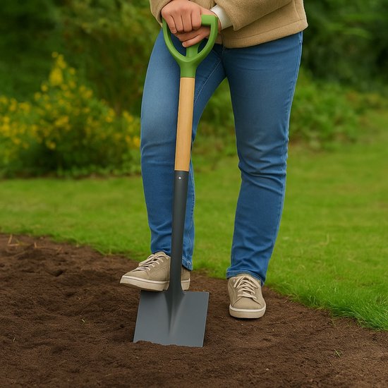Kinzo Tuinspade 105 cm - Stevige Spade met Houten Steel en Ergonomisch Handvat - Schop voor Tuinwerk, Grondbewerking en Boomwortels - Tuinschop van Metaal van Kinzo — afbeelding 4