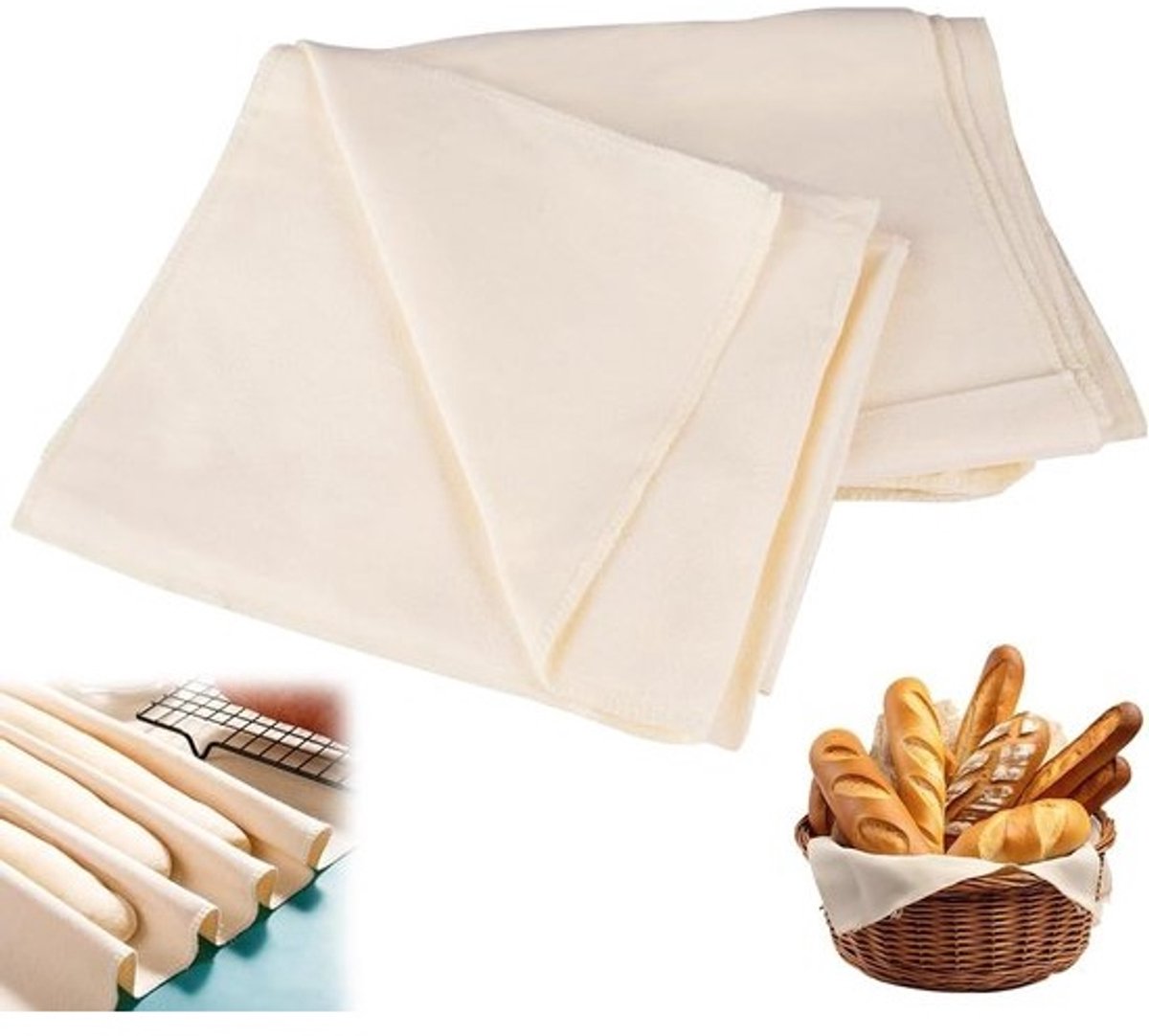 4 Stuks Baklinnen Doek, 75cm×45cm Natuurlijke Linnen Deegdoek, Herbruikbaar Bakdoek voor Brood, Deeg Fermentatie en Bakken, Antikleef Eigenschappen