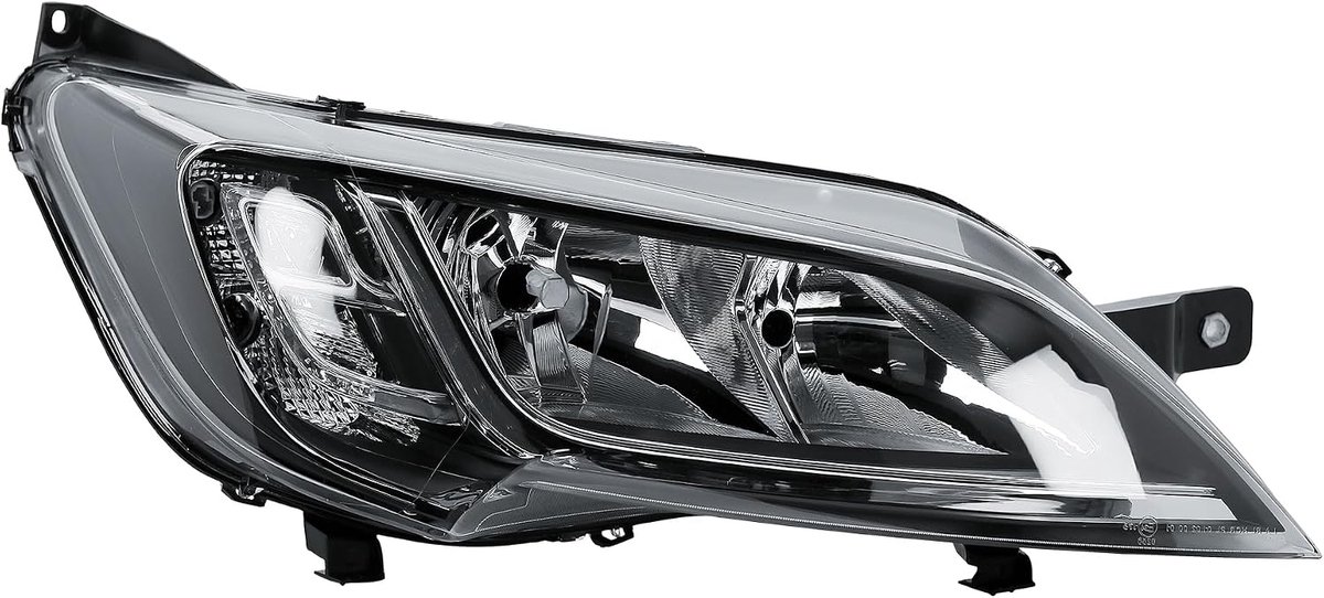 Koplamp Rechts (Passagierszijde), Zwarte Voorkoplamp met Motor, voor Fiat Ducato, Citroën Jumper, Peugeot Boxer 2014-2025, Opel Movano 2019-2025