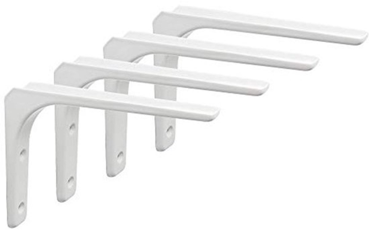 Planksteunen Wandmontage - 4 Stuks Metalen Plankdragers - 200mm x 150mm - Wit