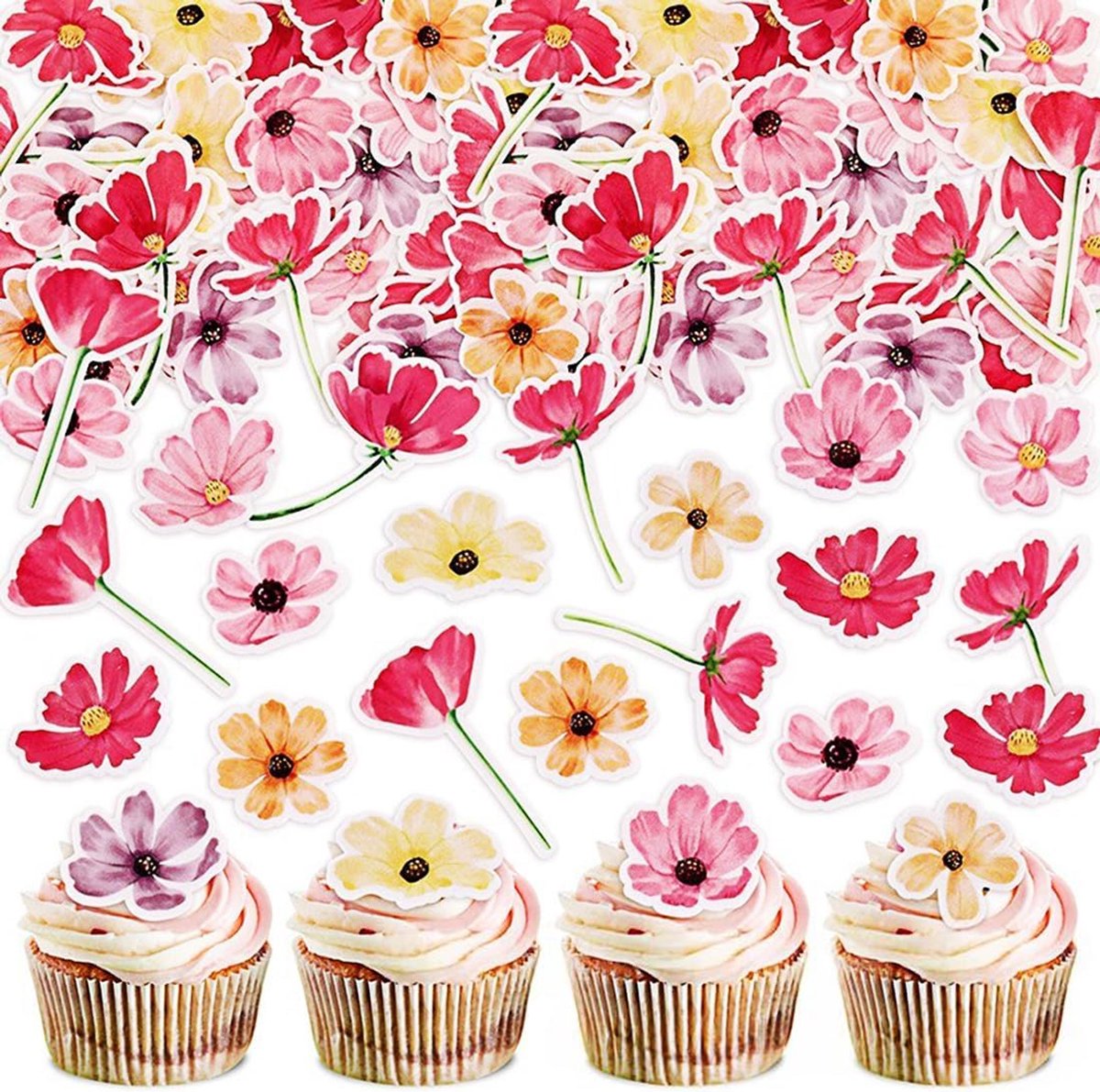 52 stuks Chrysanthemum taartdecoratie bloemen eetbaar, Chrysanthemum cupcake-decoratie, bloemen voor taart, bloemen taartdecoratie bruiloft, bloemen decoratie taart verjaardag cake-decoratie