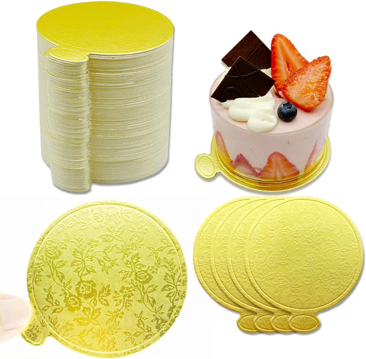 100 stuks mini taartplateau rond, 9 cm ronde taartonderlegger