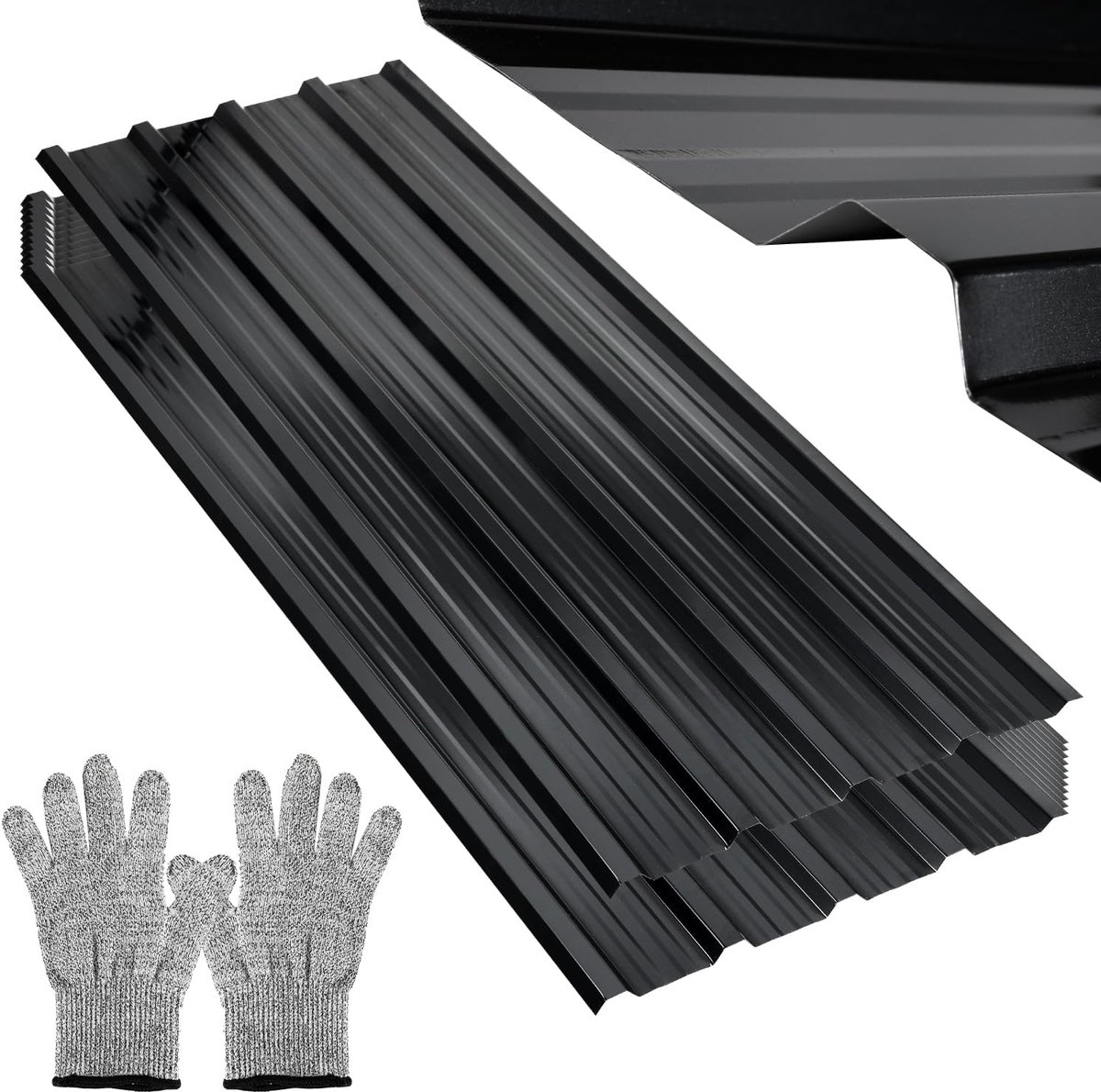 12 stuks, profielplaat, 129 x 46 cm, 7 m², dakplaat, golfplaten, verzinkt 0,25 mm roestbestendig, met handschoenen, dakplaat, golfplaat voor carport, antraciet