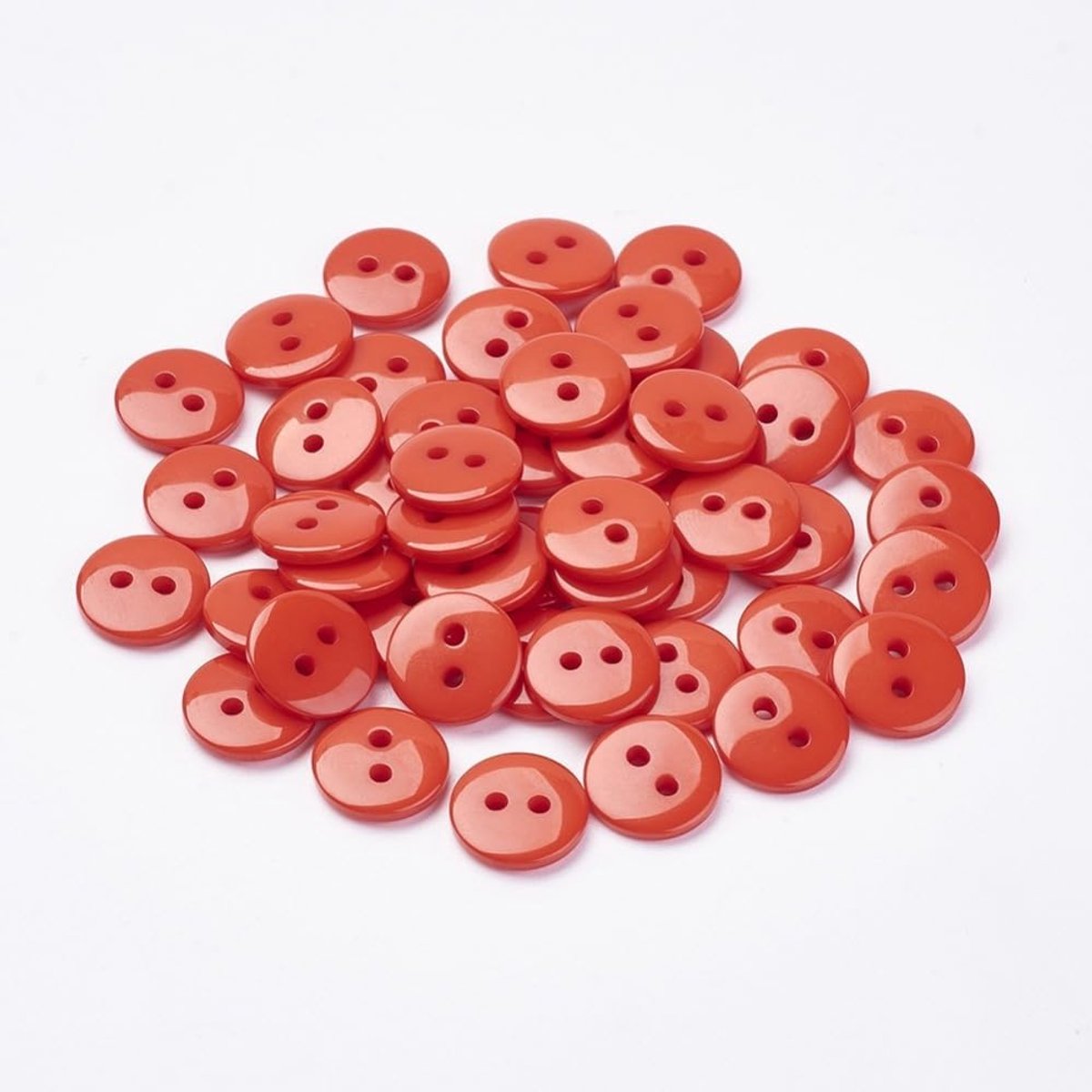 Knopen, 11,5 mm (1,15 cm), koraalkleurig, ronde knopen met twee gaten van 1 mm per gat, 2-gaats knopen, harsknopen om aan te naaien, knutselen, knutselknopen, jasknopen, mantelknopen