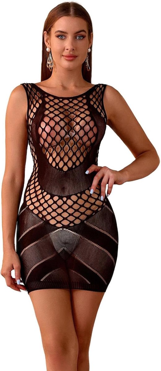 Sexy lingerie voor dames, bodycon, stretch, lange kokerjurk, outfits, ronde hals, maxi-jurk, party, club, ondergoed