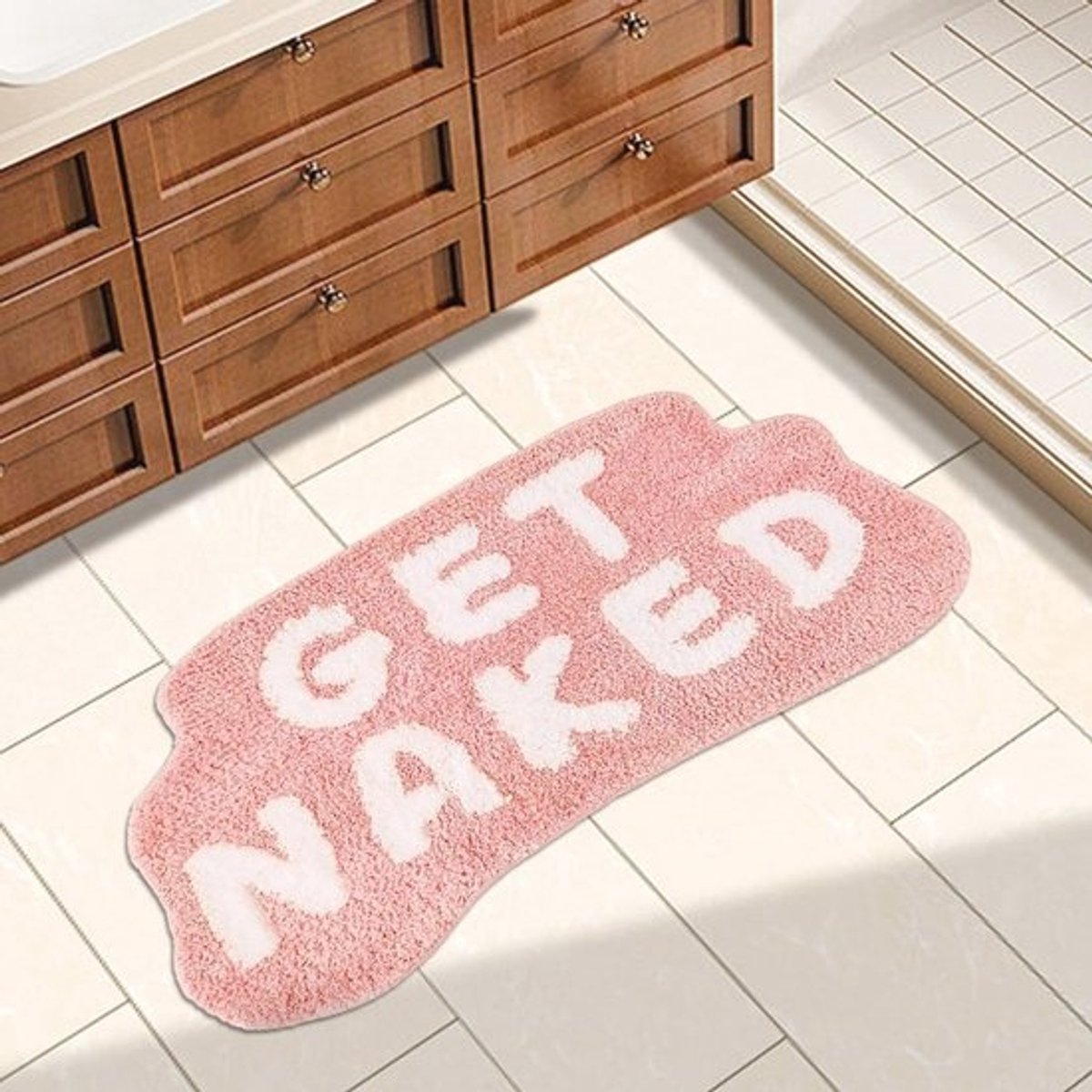 Schattige Badmat met Letterdruk | Absorbent en Antislip | Ideaal voor Badkamer en Slaapkamer Decoratie | 85x50cm
