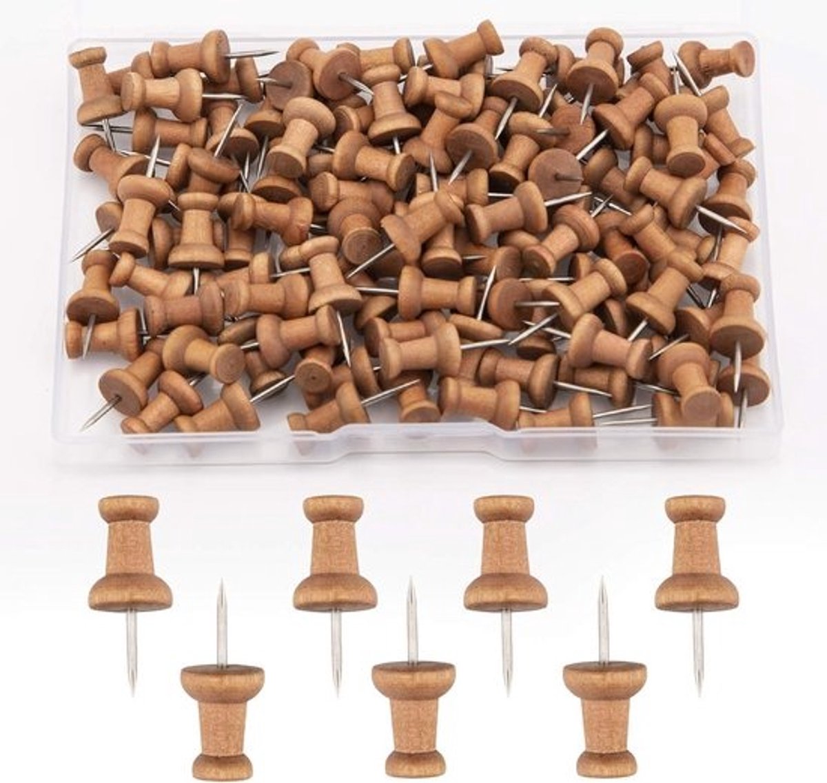 Houten Push Pins - 100 Stuks - Markeringspennen voor Kurk Prikborden en Ambachtelijke Projecten