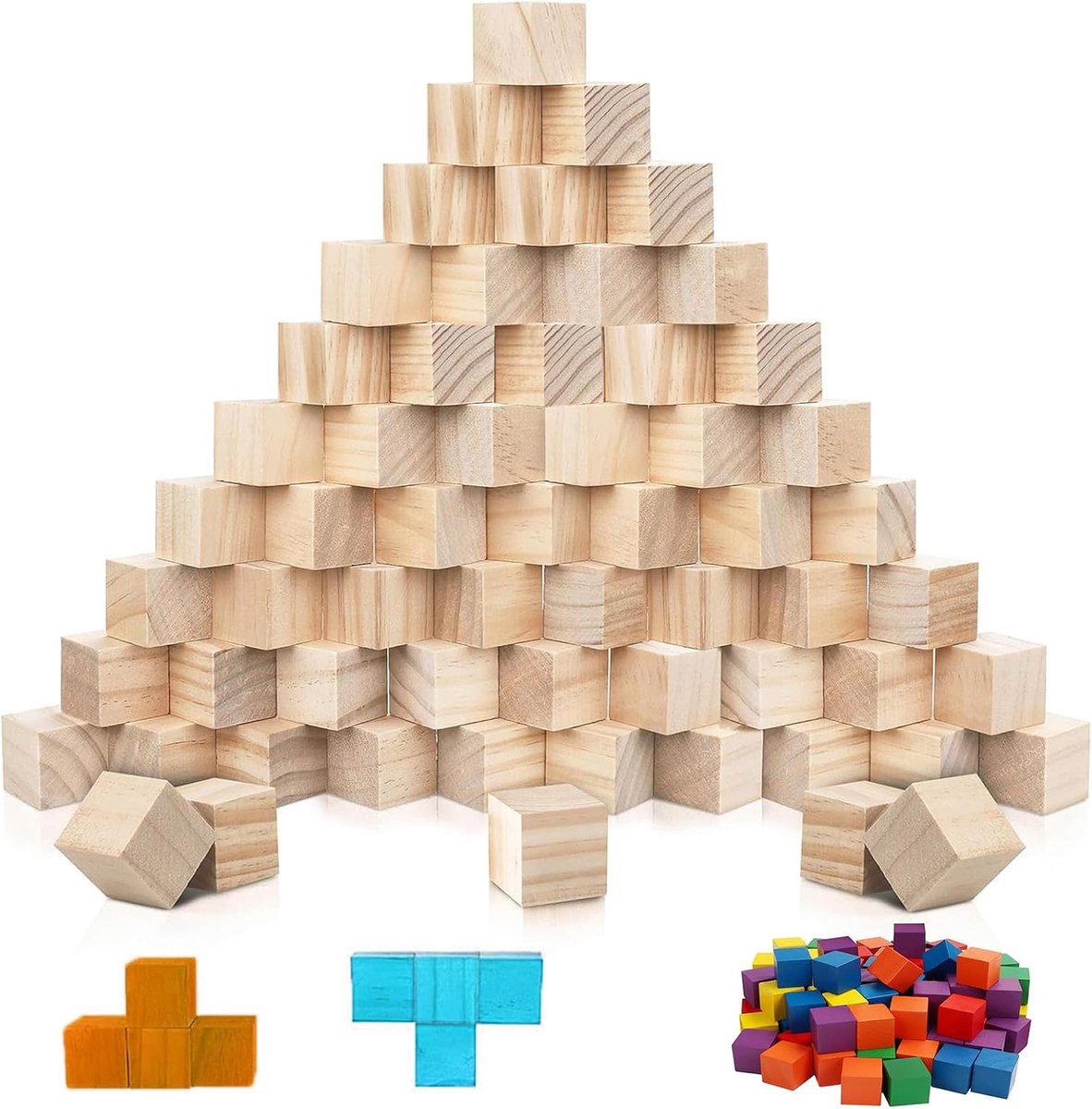Houten Kubussen, 500 Stuks 1 x 1 x 1 Cm Natuurlijke Onafgewerkte Blokken Kleine Houten Kubussen Voor Diy, Stempels, Kunst En Hobby, Puzzles, Nummers