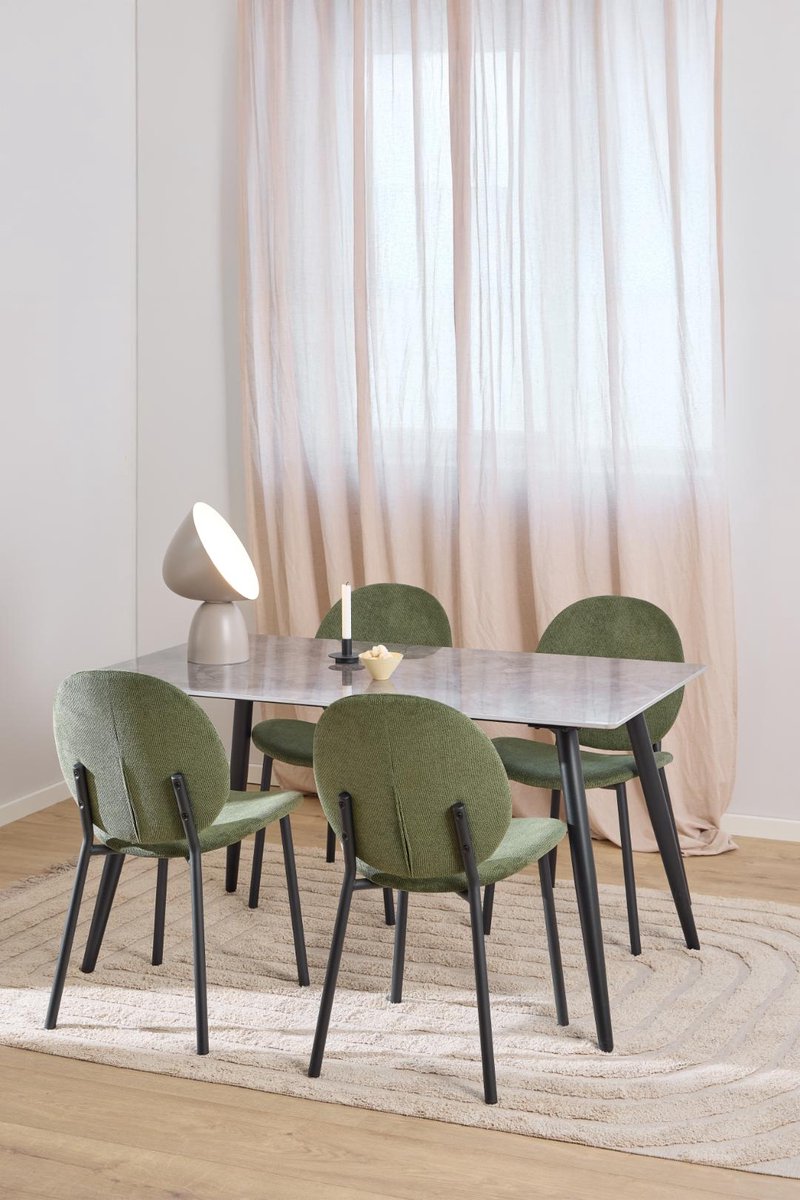 Giga Living Eetkamerset Darren Keramiek Caso Groen 140cm - Giga Living Grijs