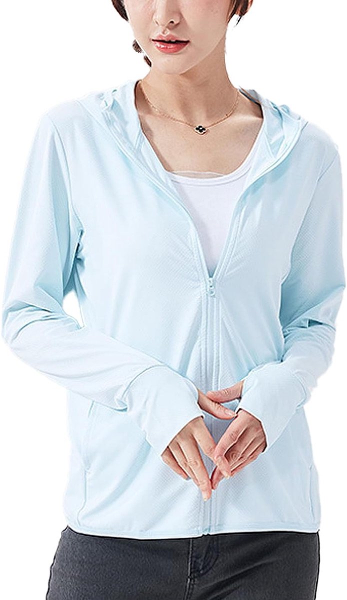50+ zonbescherming hoodie lopen lichte UV-jas sportief dun zip up outdoor wandelen lange mouwen SPF shirt met duimgaten