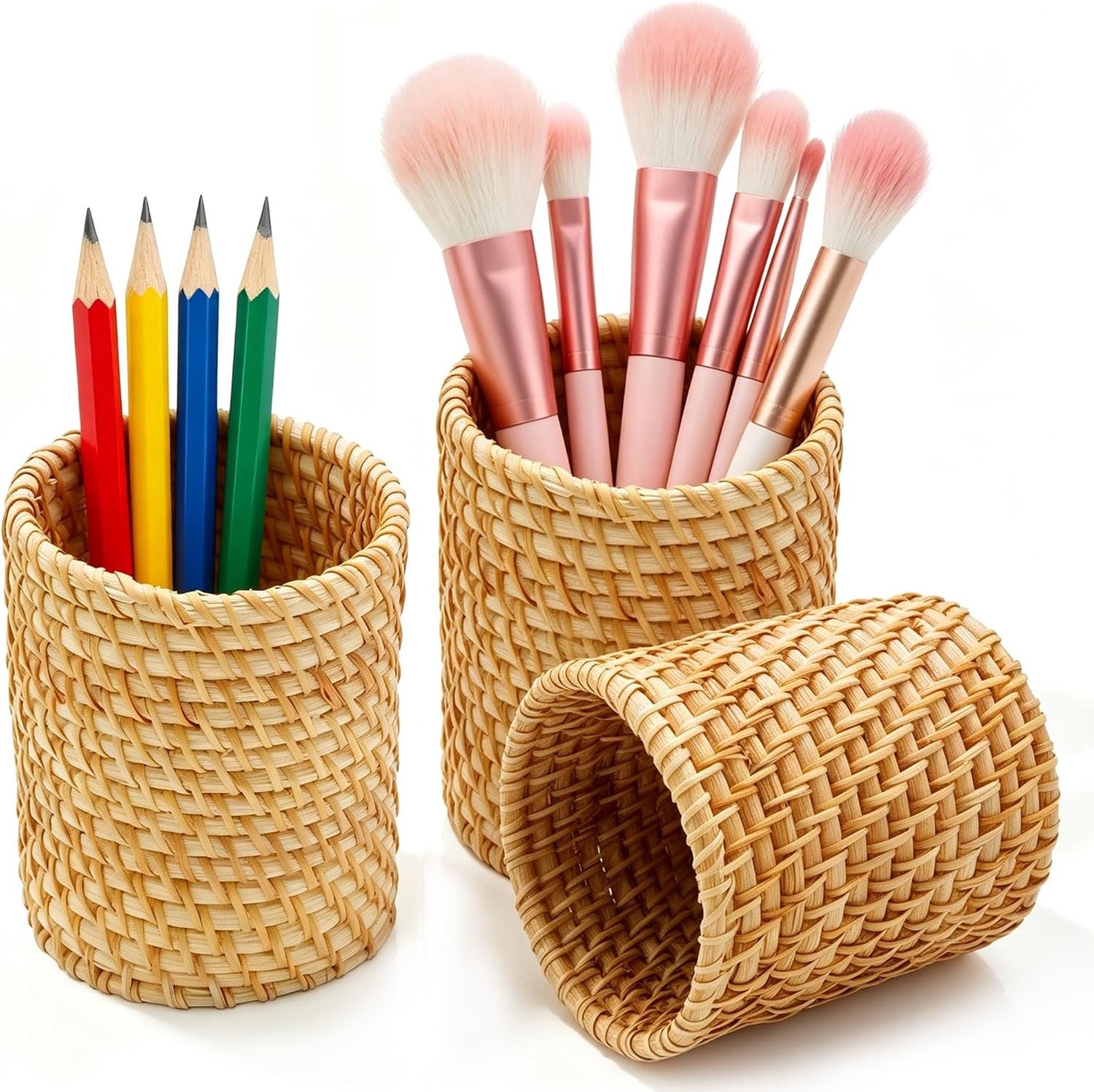 Handgemaakte Desk Organizer Set van 2, Stijlvolle Pennenhouder en Make-up Borstelstandaard, Perfecte Oplossing voor Thuis en Kantoor, Ruimtebesparend en Functioneel