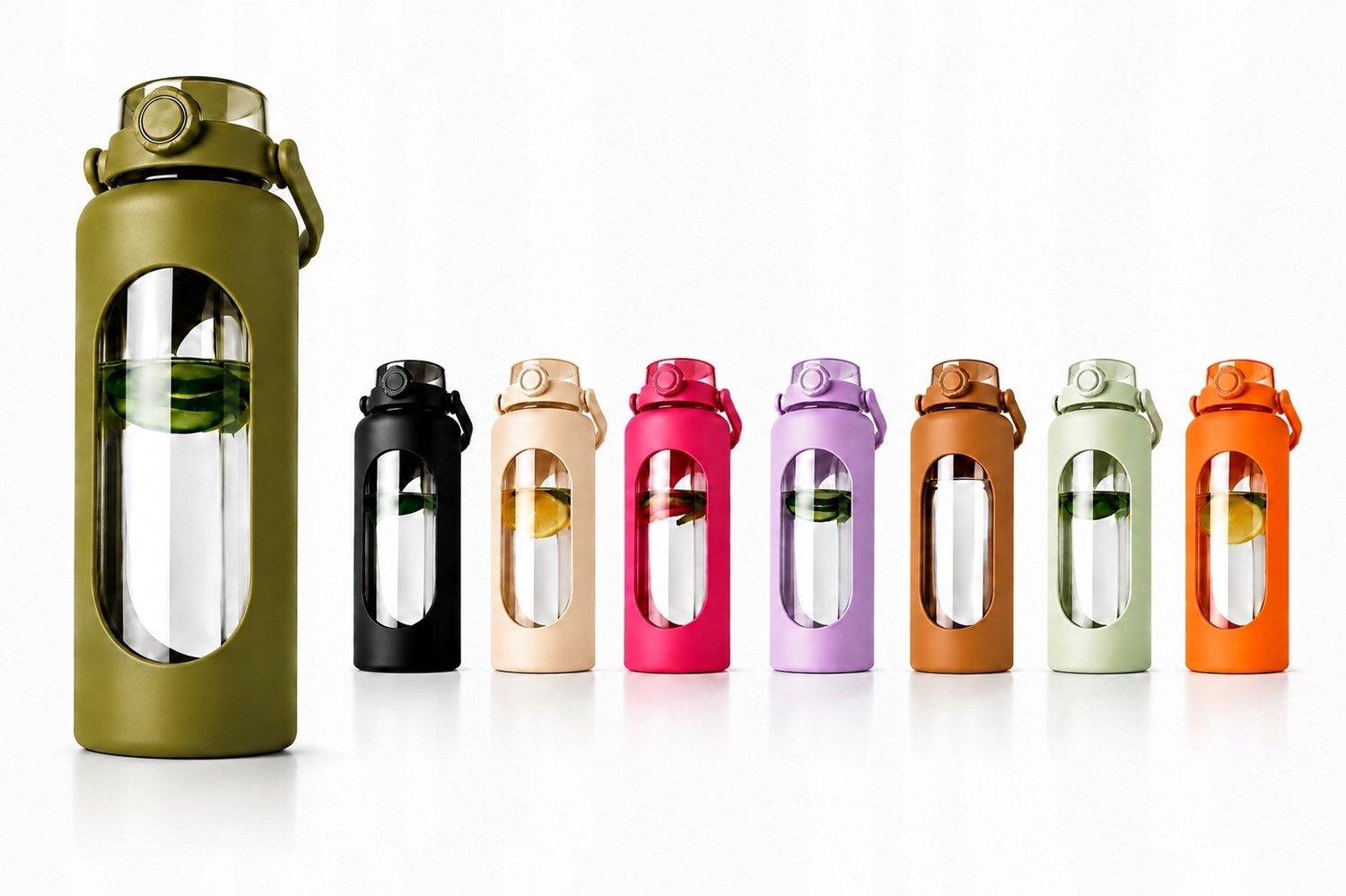 Glazen Waterfles 1L met Telefoonhouder - Ideaal voor Fitness & Dagelijks Gebruik