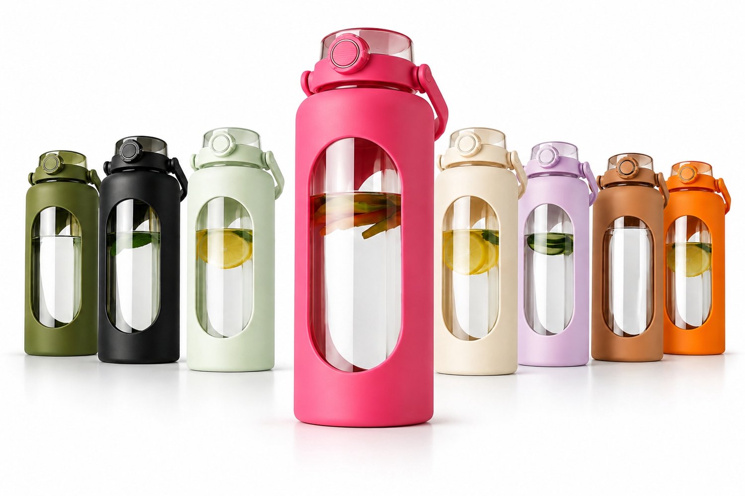 Glazen Waterfles 1.8L met Telefoonhouder - Ideaal voor Fitness