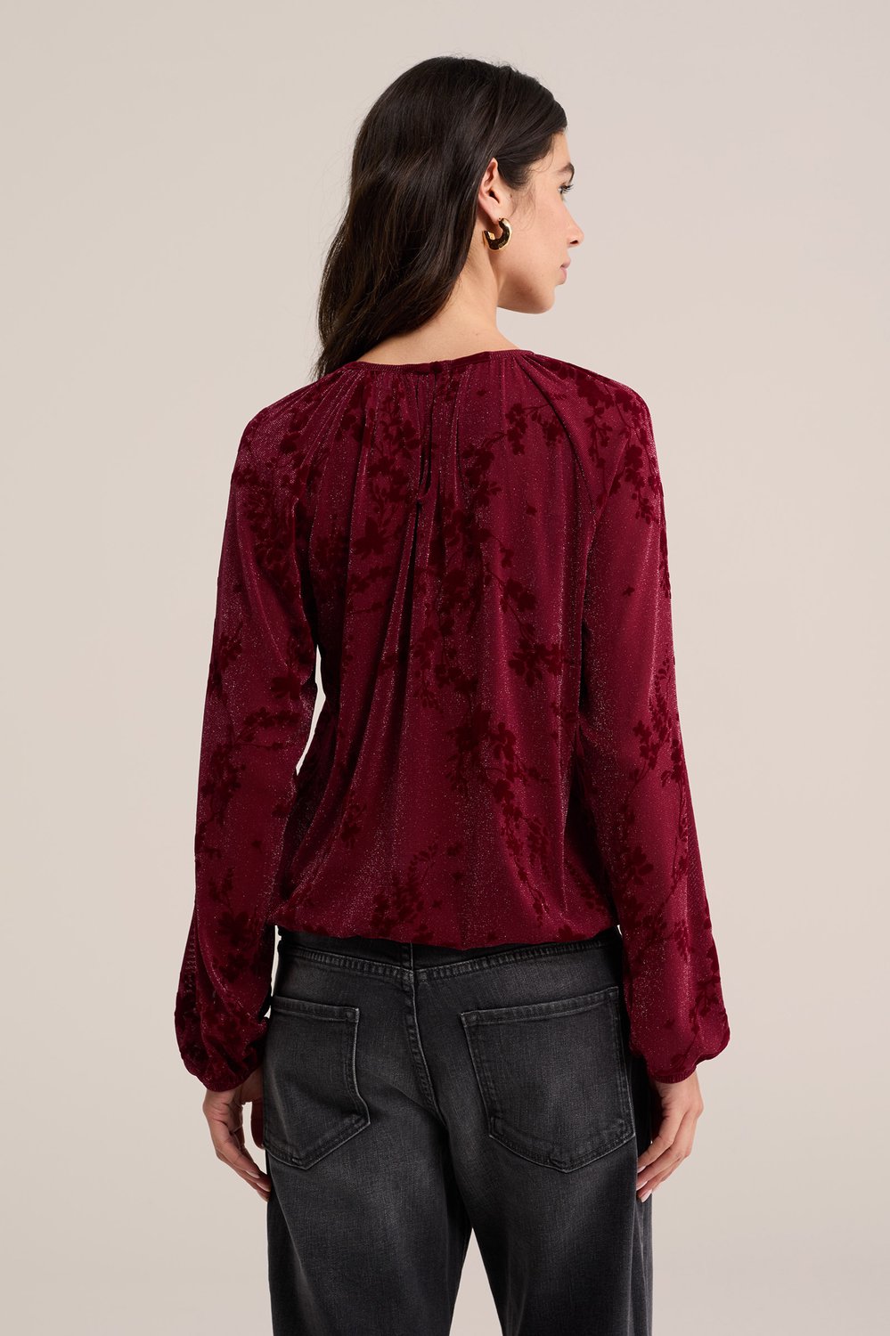WE Fashion Dames jersey top met structuur en glittergaren