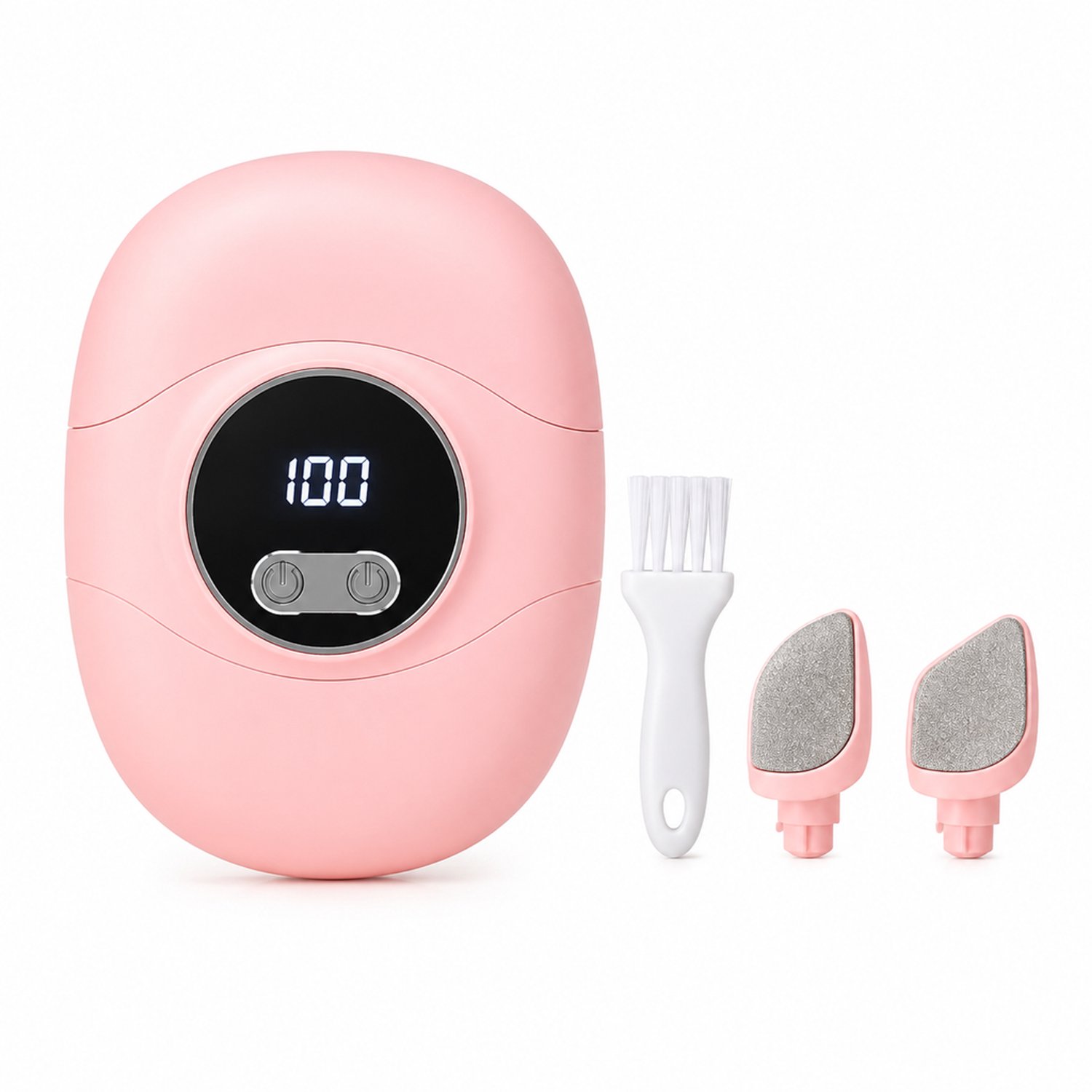 Elektrische nagelknipper - 2-in-1 knippen en vijlen - 3 snelheden - lcd-display - roze - met reinigingsborstel en 2 kwartsslijpkoppen