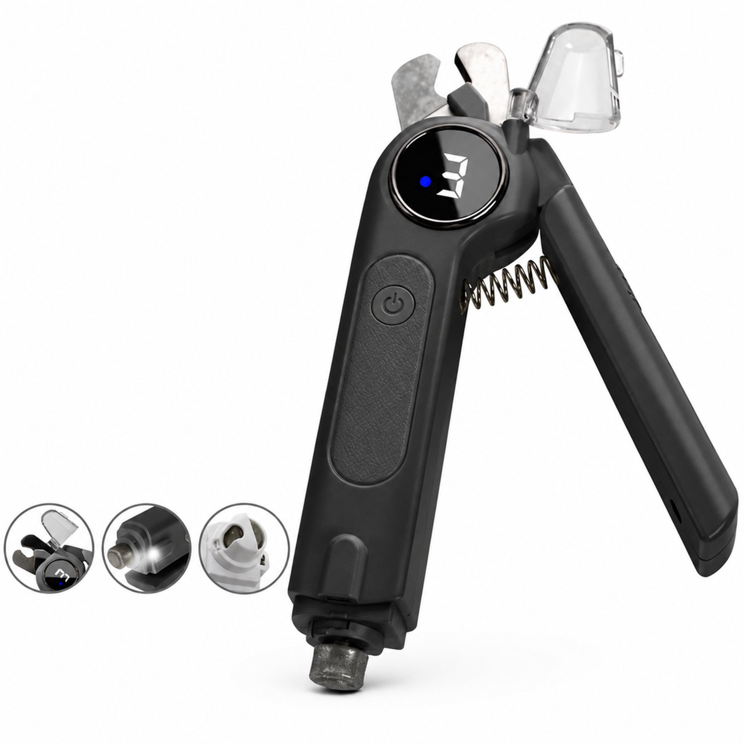 Elektrische nagelknipper voor huisdieren - 2-in-1 knippen en slijpen - 3 slijpstanden - zwart