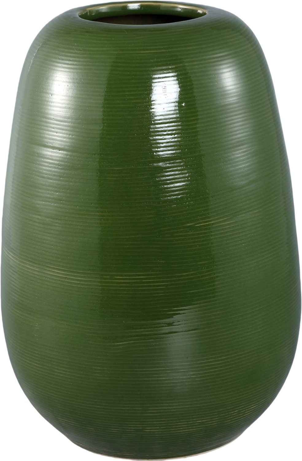 PTMD Mavric Moss Green Ceramic Vase Fine Line Round Groen