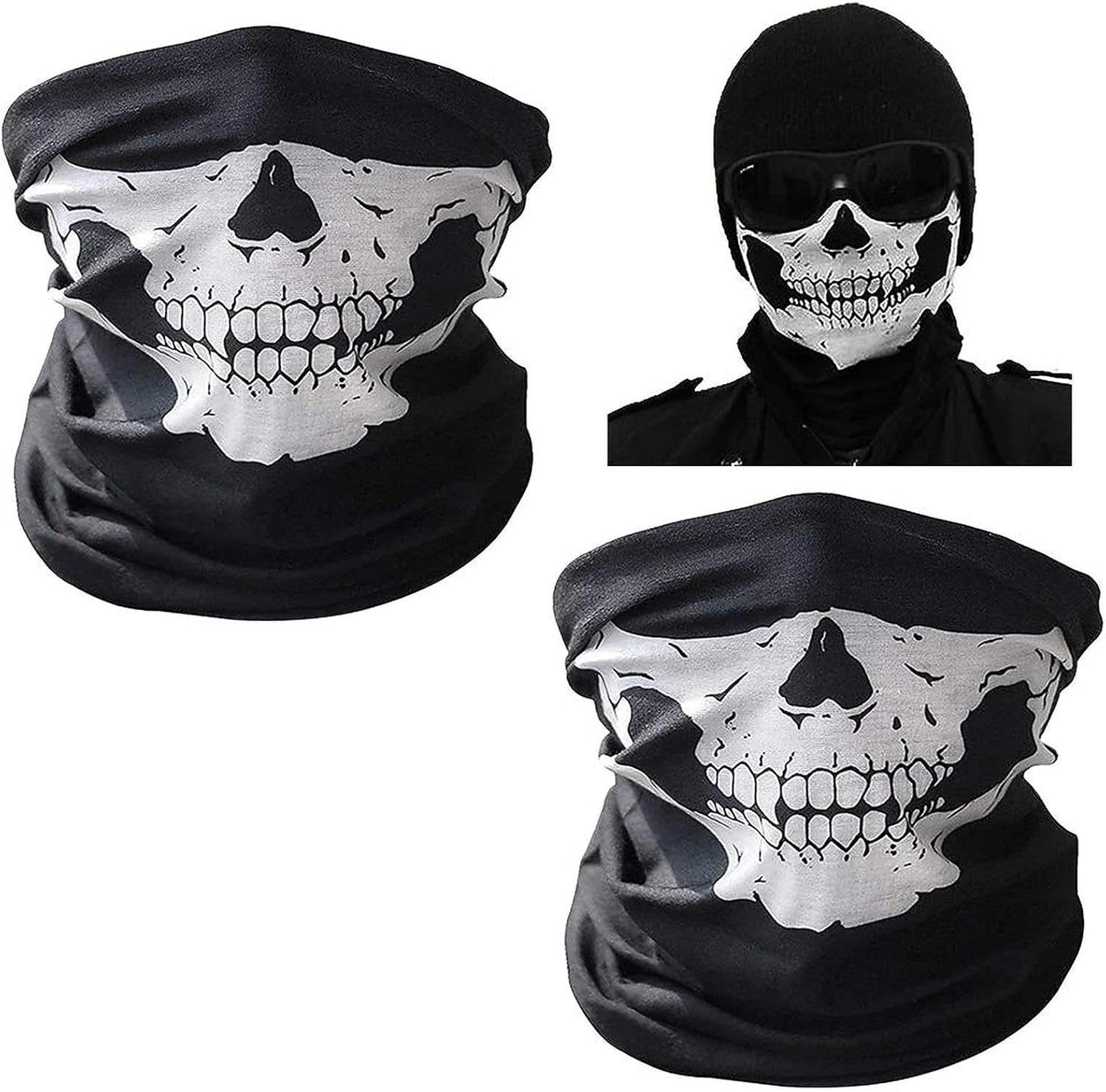 Set van 2 Balaclava Gezichtscharen met Schedelontwerp voor Bescherming en Warmte