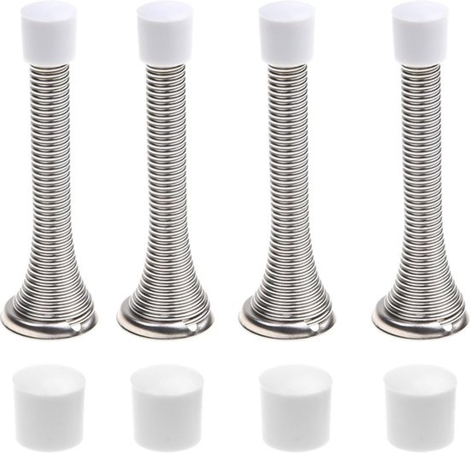 4x flexibele deurstoppers - Zilver met veiligheidsrubberen bumper - Muur-, kinder- en huisdierbescherming - Eenvoudige installatie